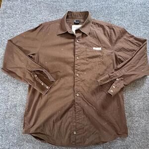 DC Casual‎ Brown Button-Up Shirt with Blue Dots - Men's Medium